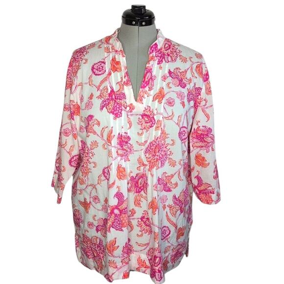 Lands' End lightweight floral print cotton top, size XL - Picture 1 of 9